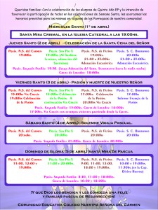 Horarios semana santa 2015